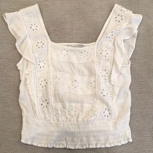 AE white eyelet crop